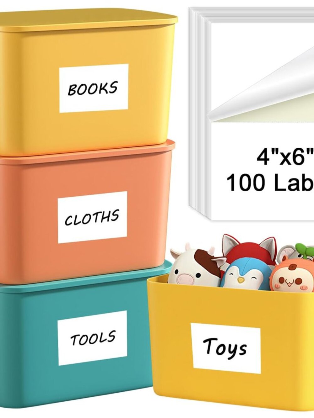 4x6 inch Removable Labels 100 Pcs, Water/Oil/Tear Resistants No Residue for Home